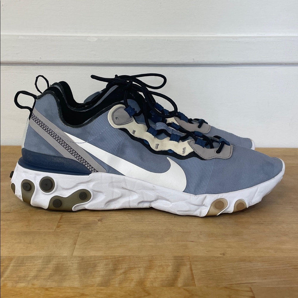 Nike React Element 55 Sneakers in Grey, White, Navy - Picture 3 of 16